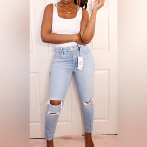 GOOD AMERICAN | ZARA DISTRESSED CLASSIC SLIM JEANS PANTS - D0926